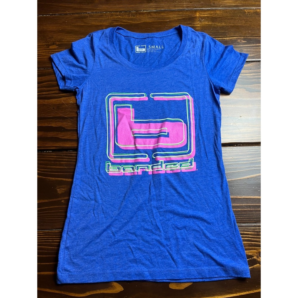 Banded Shirt, Women's Small, Blue Pink, Banded Signature Logo Hunting/Outdoor